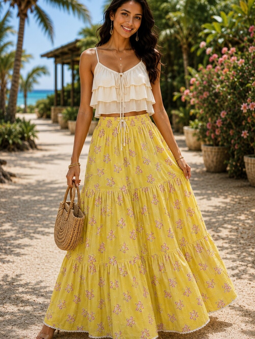 Women's Cotton Maxi Skirt | Boho Long Flowy Skirt Summer Skirt Long Flowy Skirt